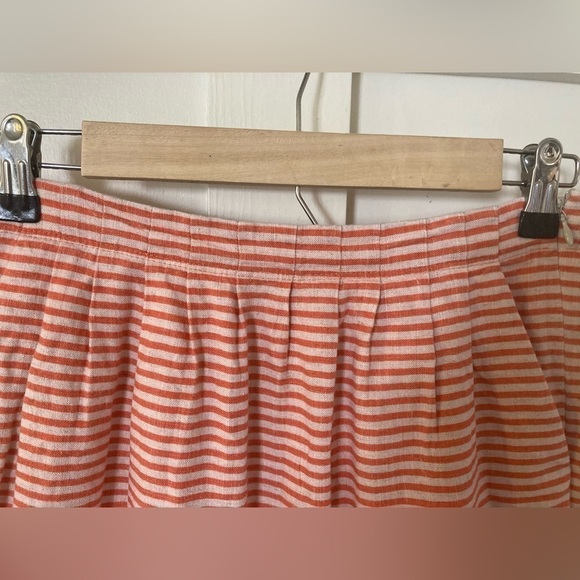 LOFT 100% linen pleated striped mini skirt spring summer pink size 2 - Picture 4 of 8
